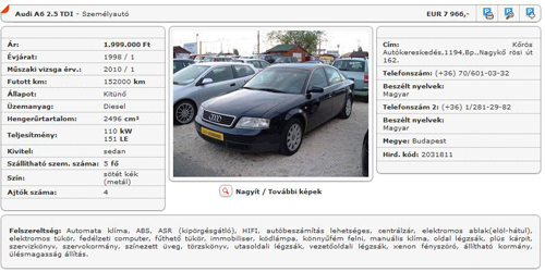 Használtautó kereső